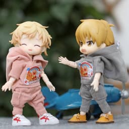 Cartoon OB11 overalls jumpsuit clothes clothes With Hat Doll Accessories Clothing for ob11,obitsu 11,molly, gsc,1/12 BJD Dolls