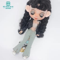 28-30cm Blyth Doll Clothes Azone OB 24 Fashion Leather Jackets Jeans Flared Pants Tube Top Accessories Girls Gift Toys