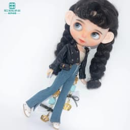 28-30cm Blyth Doll Clothes Azone OB 24 Fashion Leather Jackets Jeans Flared Pants Tube Top Accessories Girls Gift Toys