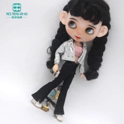 28-30cm Blyth Doll Clothes Azone OB 24 Fashion Leather Jackets Jeans Flared Pants Tube Top Accessories Girls Gift Toys