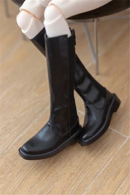 BJD SD Doll Shoes 1/3 1/4 Boys Daily Elegant Handsome Square Toe Glossy Black Soft Leather Mid-calf High Boots Doll Accessories