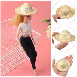 Yellow Cute Multiple Sizes Crafts Doll Accessories DIY Decoration Doll Caps Woven Straw Hat