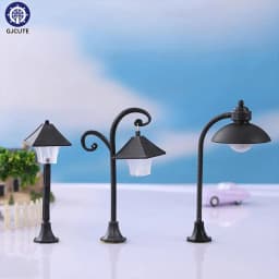 Miniature Christmas Street Lamp Post LED Lights Park Bench & Streetlight Micro Landscape Fairy Garden Ornament Dollhouse Decor