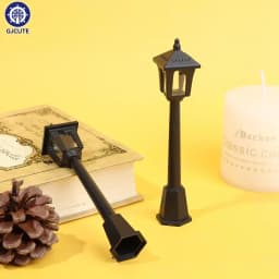 Miniature Christmas Street Lamp Post LED Lights Park Bench & Streetlight Micro Landscape Fairy Garden Ornament Dollhouse Decor