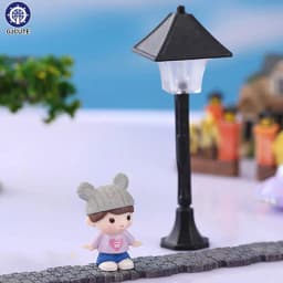 Miniature Christmas Street Lamp Post LED Lights Park Bench & Streetlight Micro Landscape Fairy Garden Ornament Dollhouse Decor