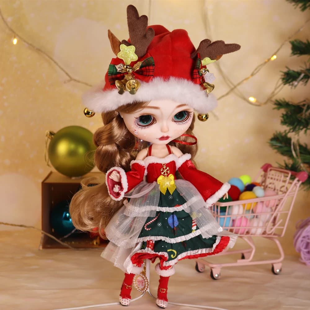 Outfits For ICY DBS Blyth Doll Christmas Clothes Santa Claus Dress Xmas Elk Suit 1/6 BJD Azone S Anime Girl