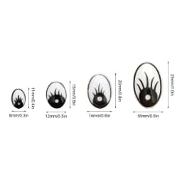 50PCS/Bag Life-like Eyes 8x11mm/12x15mm/14x20mm/16x25mm Plastic Doll Eyes Doll Eyelash Eyes DIY Stuffed Toys Puppets Making Part