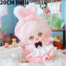 1Set Handmade 10/20cm Doll Clothes Maid Dress Headband Apron Kpop Plush Dolls Outfit Toys Baby Doll's Accessories Cos Suit