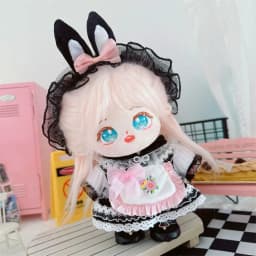 1Set Handmade 10/20cm Doll Clothes Maid Dress Headband Apron Kpop Plush Dolls Outfit Toys Baby Doll's Accessories Cos Suit