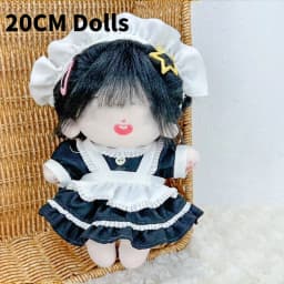 1Set Handmade 10/20cm Doll Clothes Maid Dress Headband Apron Kpop Plush Dolls Outfit Toys Baby Doll's Accessories Cos Suit
