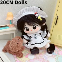1Set Handmade 10/20cm Doll Clothes Maid Dress Headband Apron Kpop Plush Dolls Outfit Toys Baby Doll's Accessories Cos Suit