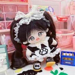 1Set Handmade 10/20cm Doll Clothes Maid Dress Headband Apron Kpop Plush Dolls Outfit Toys Baby Doll's Accessories Cos Suit