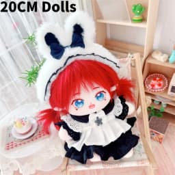 1Set Handmade 10/20cm Doll Clothes Maid Dress Headband Apron Kpop Plush Dolls Outfit Toys Baby Doll's Accessories Cos Suit