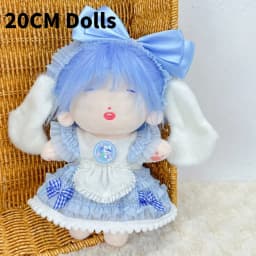 1Set Handmade 10/20cm Doll Clothes Maid Dress Headband Apron Kpop Plush Dolls Outfit Toys Baby Doll's Accessories Cos Suit