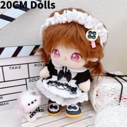 1Set Handmade 10/20cm Doll Clothes Maid Dress Headband Apron Kpop Plush Dolls Outfit Toys Baby Doll's Accessories Cos Suit