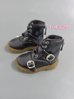 BJD doll Shoes, Strong Uncle, 1/4 Black White Double Buckle Ankle Boots, BJD doll Accessories