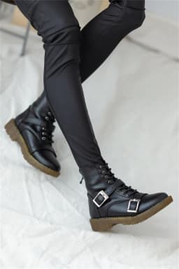 BJD doll Shoes, Strong Uncle, 1/4 Black White Double Buckle Ankle Boots, BJD doll Accessories