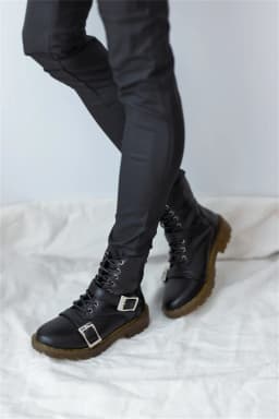 BJD doll Shoes, Strong Uncle, 1/4 Black White Double Buckle Ankle Boots, BJD doll Accessories