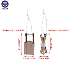 1Pc Dollhouse Miniature Sleigh Sled Ski Poles Pendant Christmas Scene Decoration Dolls House Xmas Accessories Kids Toys Gift