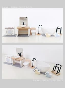 Wooden Furniture Miniature Toy Mini Wood Dolls Family Doll Kids Children House Play Toy Happy Dollhouse Boys Figures Girls Gifts