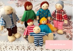 Wooden Furniture Miniature Toy Mini Wood Dolls Family Doll Kids Children House Play Toy Happy Dollhouse Boys Figures Girls Gifts
