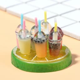 5Pcs 1:12 Dollhouse Miniature Pearl Milk Tea Cups Dolls Kitchen Food