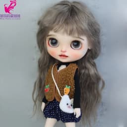 Blythe Coat Clothes Fur Vest Cartoon Plaid Pants For Ob24 Ob22 Azone Doll Winter Outfit
