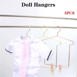 5pcs Doll Accessories Cute Mini Doll Dress Clothes Hangers Dollhouse Furniture Metal Doll Hangers