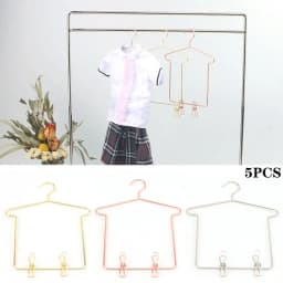 5pcs Doll Accessories Cute Mini Doll Dress Clothes Hangers Dollhouse Furniture Metal Doll Hangers