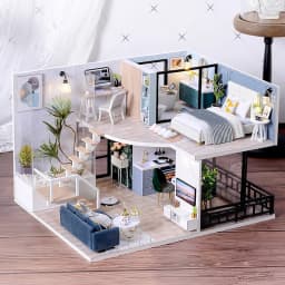 3D Wooden Mini Doll Houses DIY Small House Kit 3D Puzzle Assembly Building with Furniture Kit Toys Dollhouse Birthday Gifts