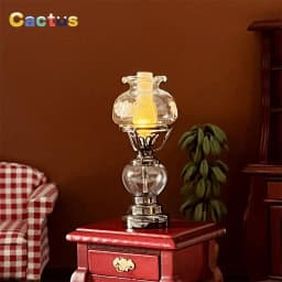 1:12 Dollhouse Miniature LED Light Candlestick Lamp Desk Lamp Home Lighting Model Furniture Decor Toy Doll House Accessories
