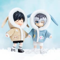 Ob11 Coat Corduroy Rabbit Ear Down Jacket Cotton-Padded Jacket Doll Clothes Doll Toy For Gsc P9 1/12 Bjd Baby Dress Molly
