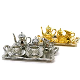10Pcs 1: 12 Dollhouse Miniature Furniture Accessories Dining Ware Metal Tea Cup Plate Model Set For Doll House Decor Pretend Toy