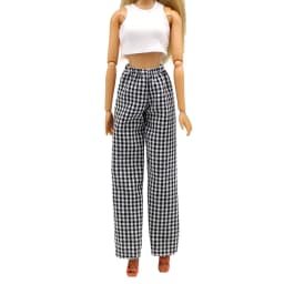 1/6 Princess Doll Clothes Fashion Denim Slacks Sleeveless T-suit Casual Pants Denim Grid Daily Wear Accessories Doll Clothing