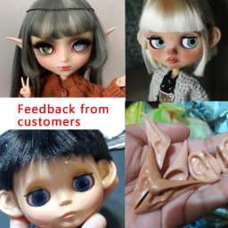 blyth doll icy toy ears toy white natural tan dark and super black skin, only ears no doll