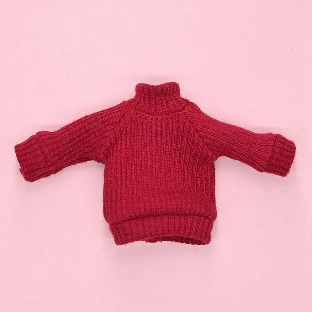 1/12 Doll Clothes Knitted High Collar Sweater For 1/11 BJD Dolls Accessories Fashion ob11 Dolls Tops Bottoming Pullover