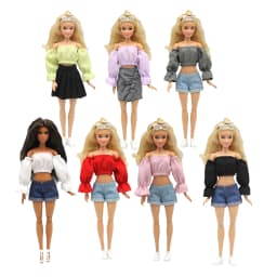 Outfits Clothes Top Pant Skirt For 30 Cm Princess Doll Clothing For 1/6 BJD Dolls House Girl Gift Doll Accessories Black