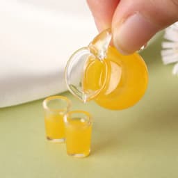 1 Set 1/12 Scale Miniature Drinks Jug Cup Coffee Milk Orange Juice Lemon Water Drinking Model Playing House Dollhouse Decoration