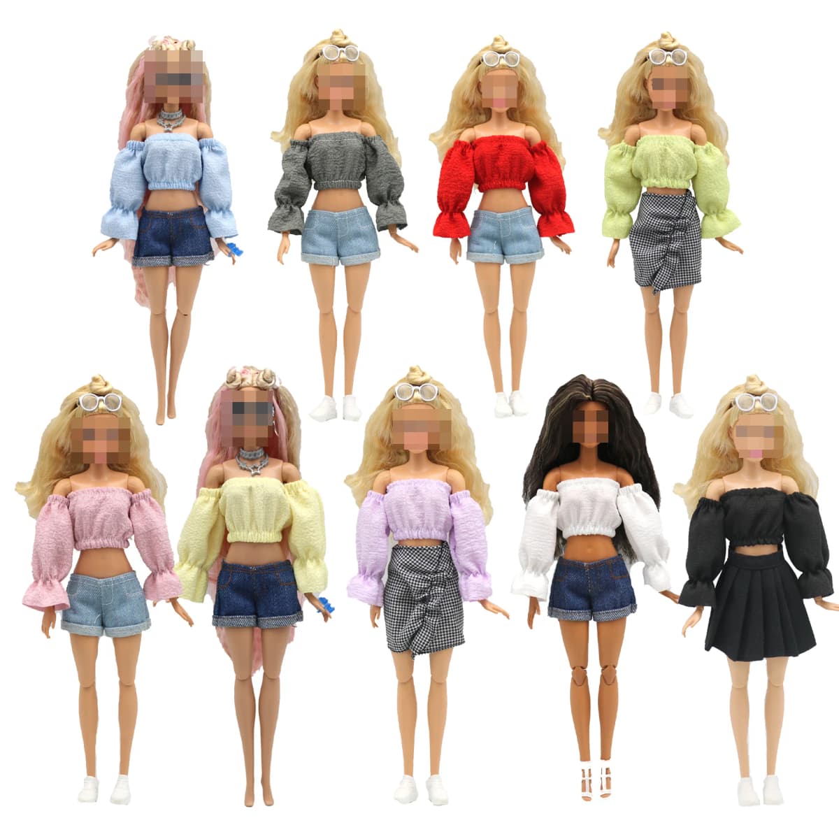 New 30cm 1/6 Puff Sleeves Skirt Shorts Daily Wear Accessories Clothes for Barbies Doll