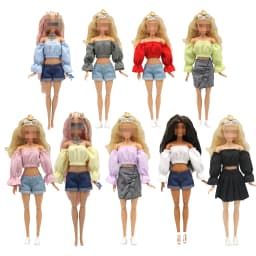 New 30cm 1/6 Puff Sleeves Skirt Shorts Daily Wear Accessories Clothes for Barbies Doll