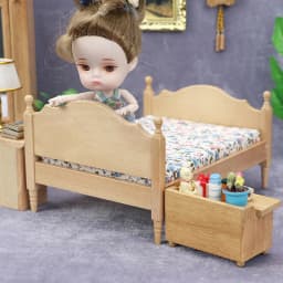 1Pc 1:12 Dollhouse Miniature Bedroom Double Bed European Simulation Furniture Model Living Scene Decor Toy
