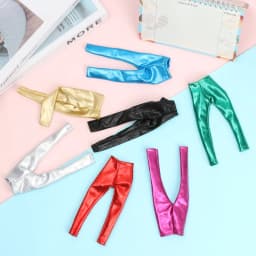 30CM Doll Pants Candy Color Fashion PU Leggings Striped Elastic Tight Trousers Handmade 1/6 Dolls Accessories Kids Toys