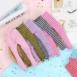 30CM Doll Pants Candy Color Fashion PU Leggings Striped Elastic Tight Trousers Handmade 1/6 Dolls Accessories Kids Toys