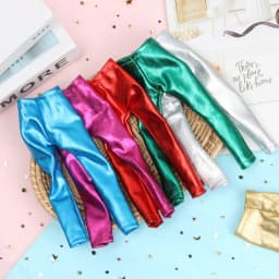 30CM Doll Pants Candy Color Fashion PU Leggings Striped Elastic Tight Trousers Handmade 1/6 Dolls Accessories Kids Toys