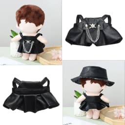 20cm Fashion Doll PU Leather Jacket Doll Hat Skirt Suit Clothing Gifts Plush Doll's Clothes Outfit Accessories for Idol Dolls
