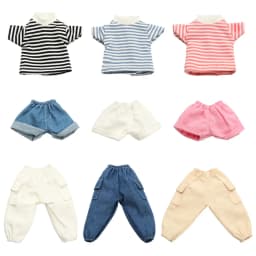30CM Doll Clothes Fashion Stripe Undershirt Casual Wear Shorts Tooling Style Jeans Pants For 11.5" 1/6 BJD Dolls Accessories