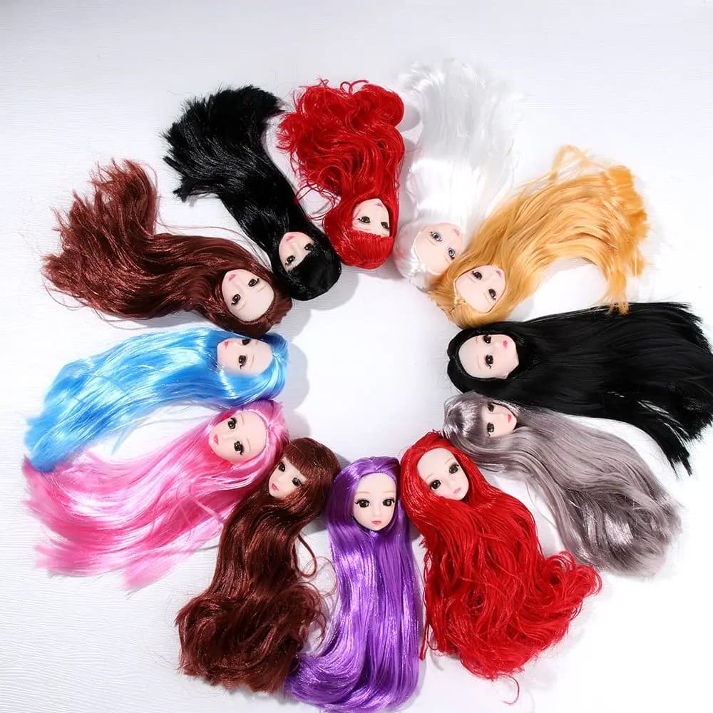 DIY Doll Head Wear 1/6 BJD Doll Head With Gold Brown Black Long Hair For 30cm Doll Joint 3D Eyes Europe Ancient Doll