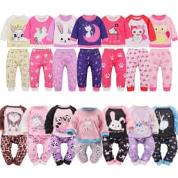 2 Pcs/Set Kawaii Animal Pajamas Suit For 43cm Baby Doll Clothes Accessories And 18 Inch American Doll Girl's Toys Our Generation