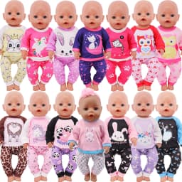 2 Pcs/Set Kawaii Animal Pajamas Suit For 43cm Baby Doll Clothes Accessories And 18 Inch American Doll Girl's Toys Our Generation