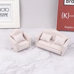 1:12 Dollhouse Miniature Striped Furniture Sofa With Pillow Sofa Model Furniture Scene Toy Doll House Decor Dollhouse Accessorie